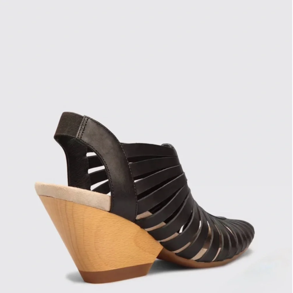 Camper Rachel Leather Wedge Sandals Black EU 38